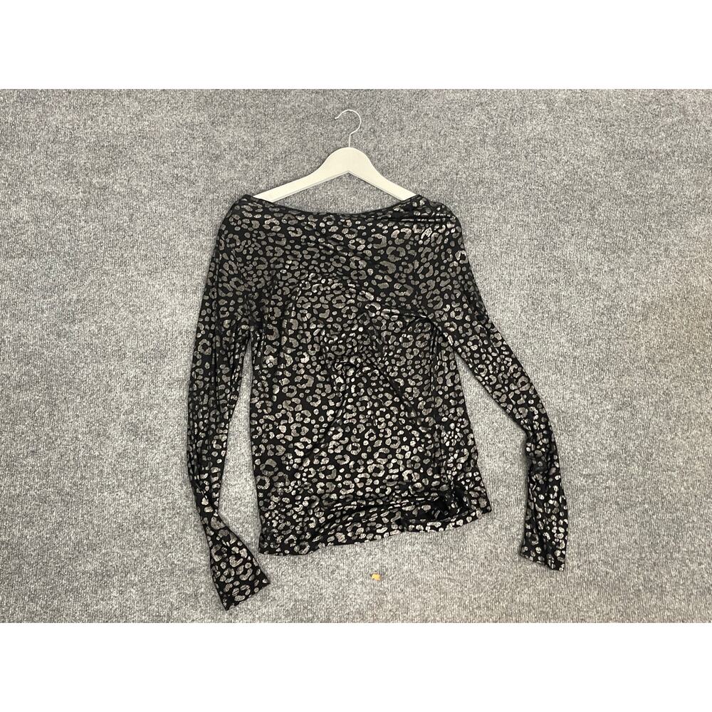 Jennifer Lopez Tunic Blouse Small Leopard Cheetah Long Sleeve Black Shirt N253 - Picture 6 of 8